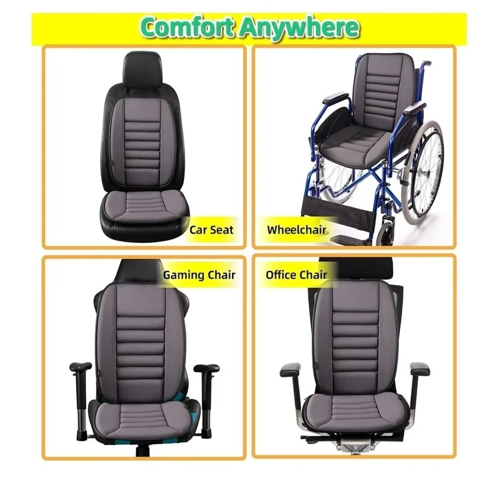 Kingphenix Memory Foam Car Seat Cushion & Lumbar Back Support Pillow Gray